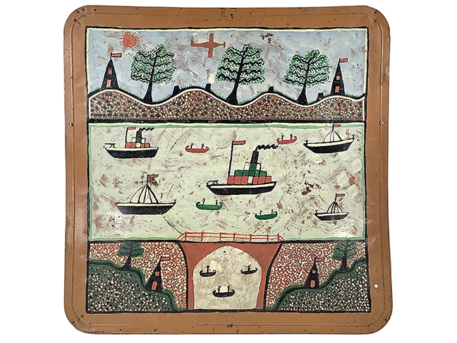 Folk-Art Painting on Metal Stove Board