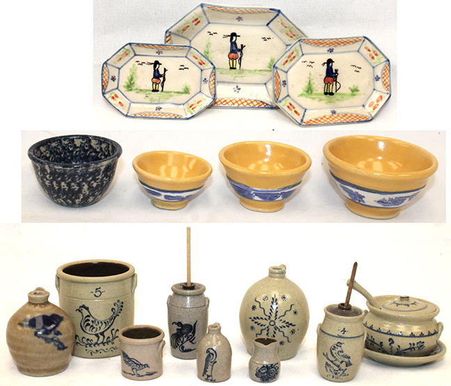  Another fabulous collection of miniatures including stoneware, yellowware, and Quimper.