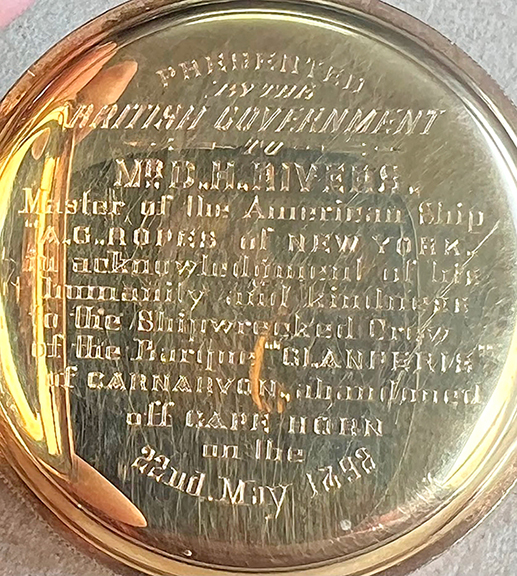 Historic 18k Presentation watch, Capt. D.H. Rivers from the British Government, 1892.