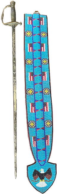 Native American beaded sword with Shannon Miller sword.