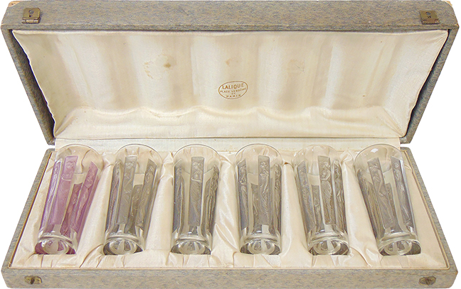 Rare set Lalique glasses in original case