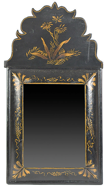 18th C. Q.A. Painted & Gilt Mirror