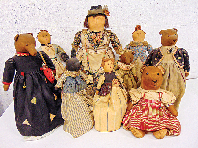 17 vintage cloth dolls by Jane Cather