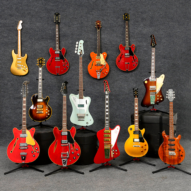 Selection of vintage and collectible guitars