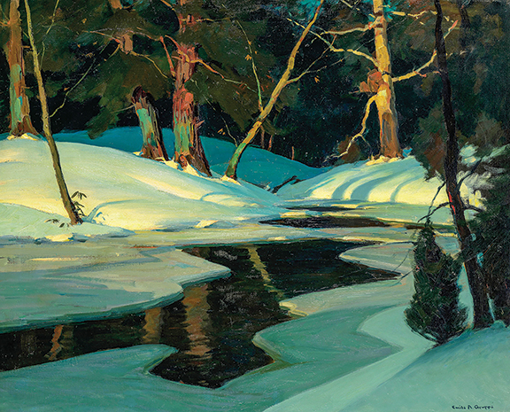 Sunlit Forest Interior by Emile Gruppé (1896-1978) sold for $17,850 (est. $10,000/15,000) to a phone bidder. The signed oil on canvas, 40 1/8
