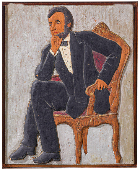 Abe Lincoln, carved and painted wood, artist unknown, 12¼
