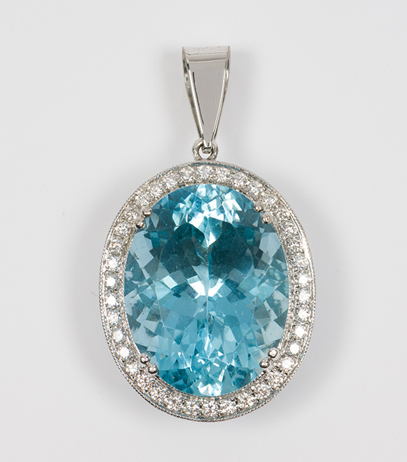 33.1 Carat Aquamarine & Diamond Pendant
