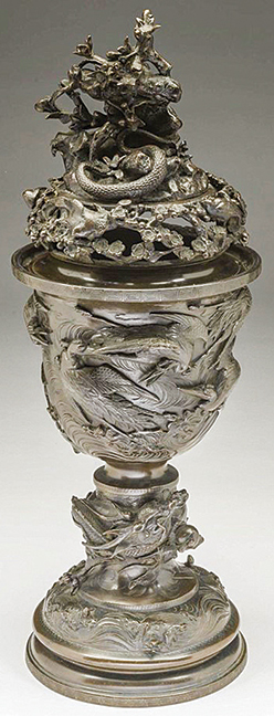 22-inch tall Bronze Censer with Dragons