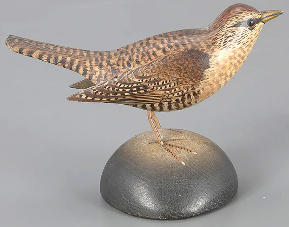 This dropped-wing wren by Anthony Elmer Crowell, circa 1925, life size at 5½