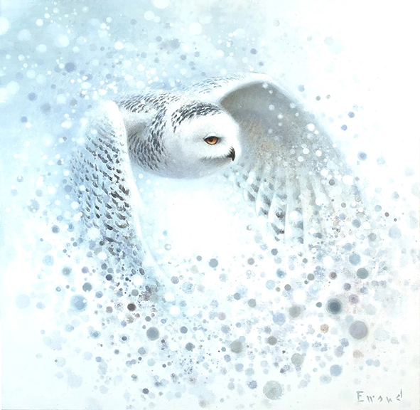Snowy Owl by Dutch artist Ewoud de Groot (b. 1969), oil on canvas, 39¼