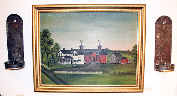 Farmstead painting, oil on board, the James Eades farm, Manheim, New York, 18