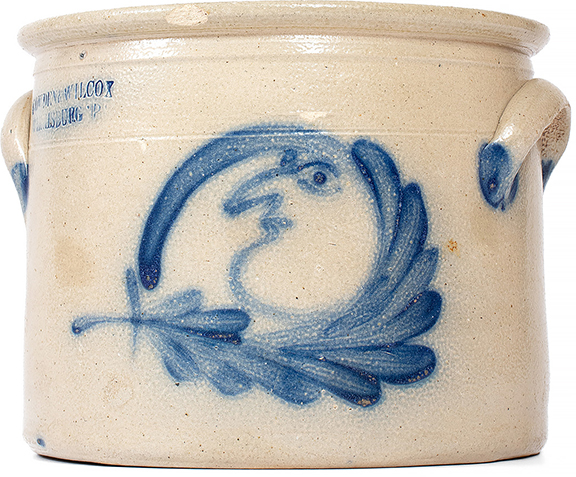 The Cowden & Wilcox one-gallon stoneware cake crock, 6 7/8