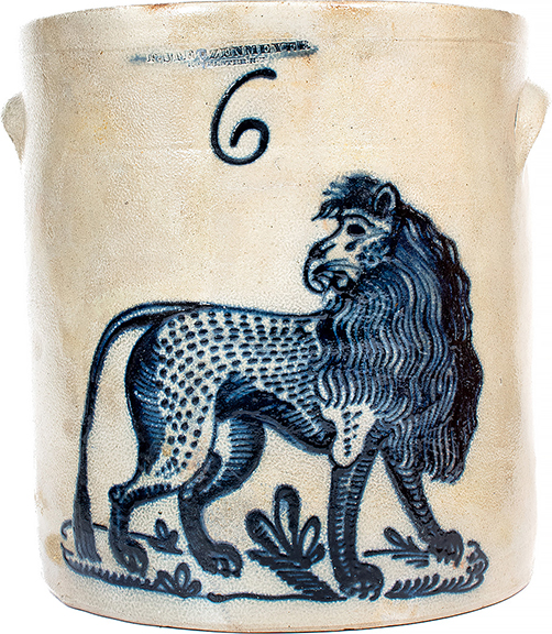 This six-gallon stoneware crock, 14