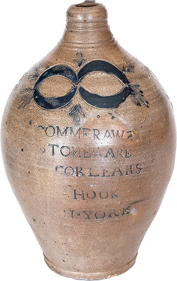 Bringing $13,200 (est. $6000/12,000) was this early stoneware jug, 12¼