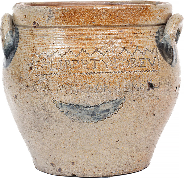 This early one-gallon stoneware jar, 7½