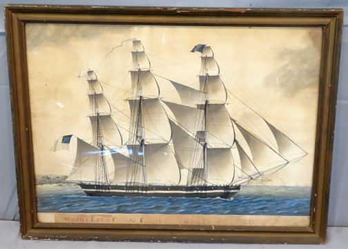 1857 watercolor American ship Java
