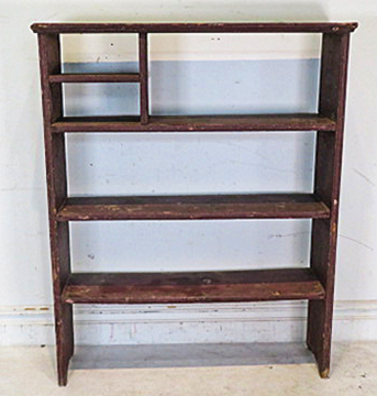 Red painted dovetailed set of shelves