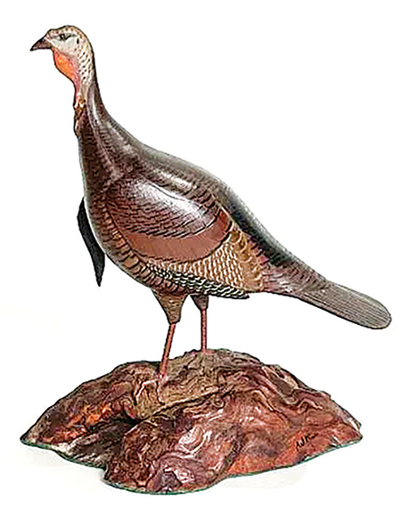 Miniature master Allen J. King (1881-1963) of Scituate, Rhode Island, was hailed by many for his precise carvings. The miniature turkey, 6¼