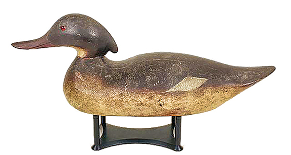 From the Mason Decoy Factory, which operated in Detroit, Michigan, between 1896 and 1924, this Challenge-grade merganser hen, 17¼
