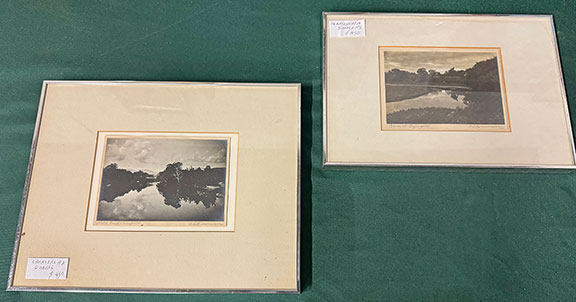 Two photographs by Maine photographer Chansonetta Stanley Emmons (1858-1937) were $450 each from Emily Lampert of Salisbury, Massachusetts. The photographs are titled Mill Pond, Kingfield and River at Ogunquit. Emmons&rsquo; identical twin brothers, Freelan Oscar Stanley and Francis Edgar Stanley, invented the Stanley Steamer automobile.