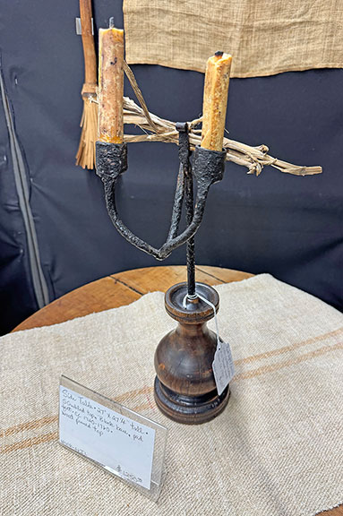 This rushlight/double iron candleholder in a turned wood base, circa 1700, was $1650 from Mary DeBuhr of Downers Grove, Illinois. DeBuhr said, &ldquo;I was pleased and grateful for Deerfield this year. It&rsquo;s a show that offers something for everyone in three buildings plus many outdoor tents. A great big thank you to everyone who attended, in spite of the weather forecast. Thank goodness the rain stopped during most of the show&hellip;. I was happy with my sales which were about the same as last year and much, much better than 2023 and 2024. Perhaps because of the weather I wrote sales receipts throughout the day, not just in the morning. Because I live over a thousand miles away it&rsquo;s also a welcome social event for me, one I always look forward to&hellip;. The antique market truly is alive and well.&rdquo;