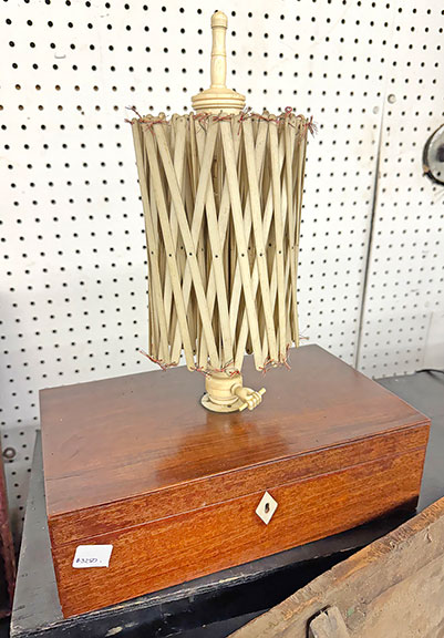 This whalebone swift with box dates from the 19th century and was $3250 from Michael Malloy of Phippsburg, Maine.