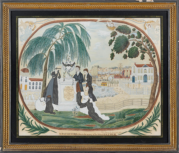 Watercolor, ink, gold, and mica on paper, memorial, 16
