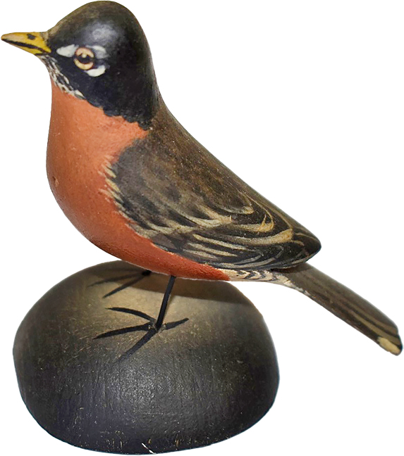 A. E. Crowell (1862-1951) Carved/Painted &ldquo;Red Breasted Robin,&rdquo; East Harwich, Mass., H. 3
