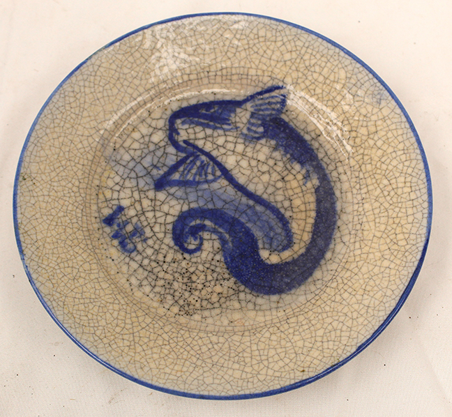 Rare Dedham Pottery plate with fish portrait