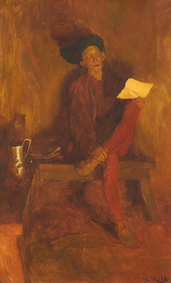 Howard Pyle (1853-1911), Villon–The Singer Fate Fashioned to Her Liking, 1904, oil on canvas, signed, inscribed “In Necessity’s Mortar / Francois Villon” on the reverse, 25½