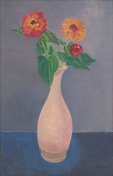 Charles Sheeler (1883-1965), Zinnias, 1918, gouache and pencil on paper, signed and dated, 15