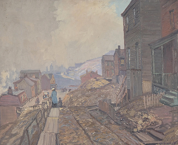 Edward Willis Redfield (1869-1965), Overlooking Soho, Pittsburgh, “1918,” oil on canvas, signed “E.W. Redfield” lower right, also titled, signed, and dated on the upper stretcher, 26