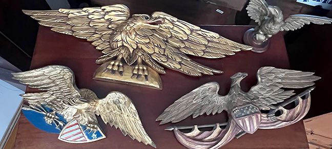 Selection of carved eagles.