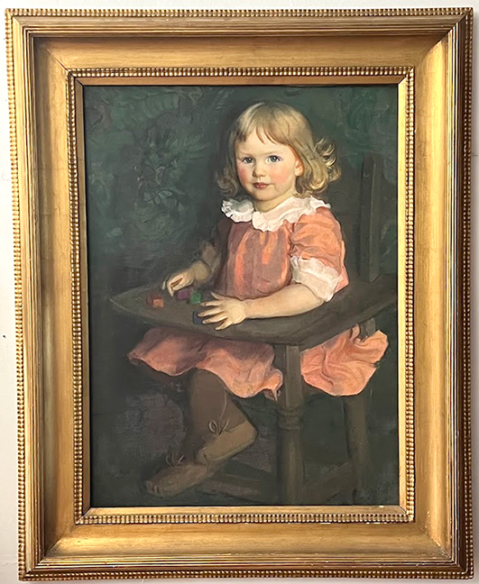 Oil portrait of 3-year-old Katherine Forbes by Gladys Thayer, 1886-1945, 25