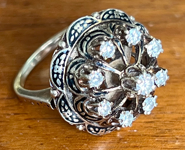 Galt platinum sapphire and diamond cocktail ring.