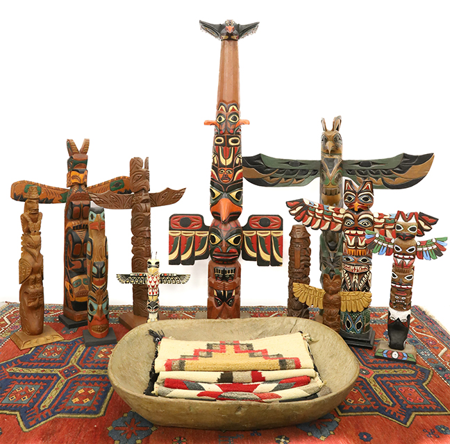 Collection of 75+ Carved Native American Totems 