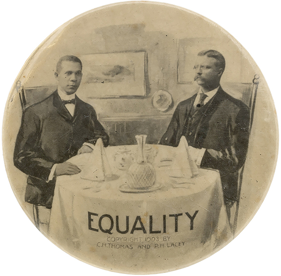 The Theodore Roosevelt “Equality” button sold for $10,000 (starting bid $3000). The 1½