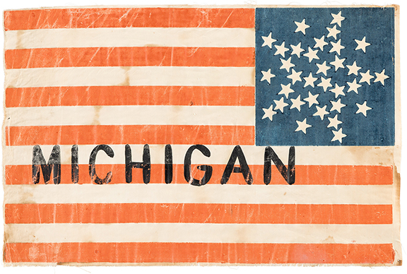 A 33-Star &ldquo;Michigan&rdquo; Great Star American flag from the 1860 Republican National Convention in Chicago, referred to as the &ldquo;Wigwam Convention,&rdquo; sold for $100,000. The convention was held in a structure built for the event known as the Wigwam. At this convention, Abraham Lincoln secured the Republican presidential nomination along with his running mate Hannibal Hamlin. The 11⅛