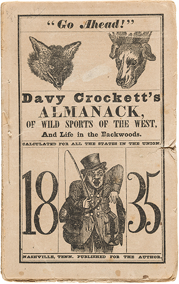 The original Davy Crockett Almanacs, a collection of early American humor, sold for $50,000 (starting bid: $40,000). The collection of Davy Crockett&rsquo;s Almanack of Wild Sports in the West, and Life in the Backwoods includes original volumes, beginning in 1835, and a complete run through 1856. The collection includes 29 volumes, containing 28 almanacs and one &ldquo;Dime&rdquo; bibliography. Wood-engraved text illustrations are displayed throughout. The provenance cites Edward Sands Litchfield, Sotheby&rsquo;s New York City, November 29, 2001, lot 35, for 22 of the present 29 items; Christie&rsquo;s New York City, April 25, 2022, lot 152; and the Steven Lomazow, M.D., collection of American periodicals. The almanac sold in the Liberty & Legacy auction on June 23.