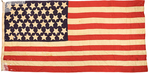 A flag signed by President Theodore Roosevelt to his expedition leader, Nairobi hotelier Major C.H. Ringer, during Roosevelt&rsquo;s famed 1909-10 African safari, sold for $212,500 (starting bid: $50,000). The 45-star American flag is approximately 68