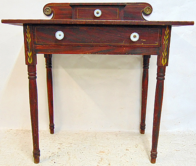 Early stenciled, grain painted writing desk