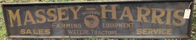 22J-Rare “Massey Harris Modern Farming Equipment” Sandpaper wood sign from the Theresa, NY unreserved, plus other Advertising