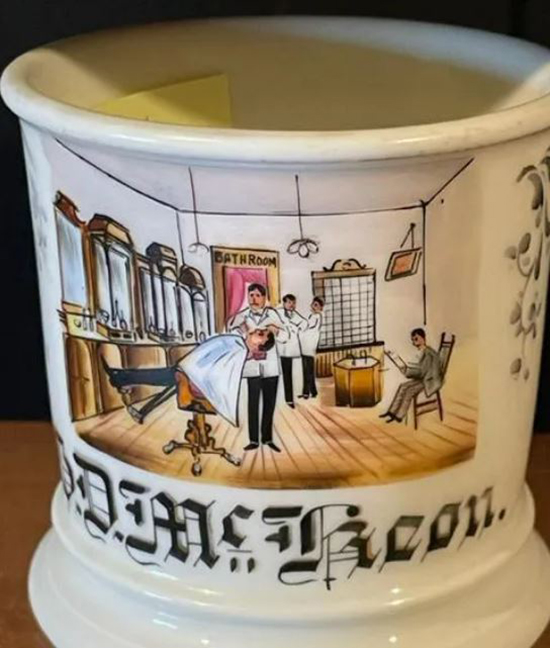 Occupational Barbershop Porcelain Mugs plus 50+ others, 1 owner and first time offered for sale in 70 years