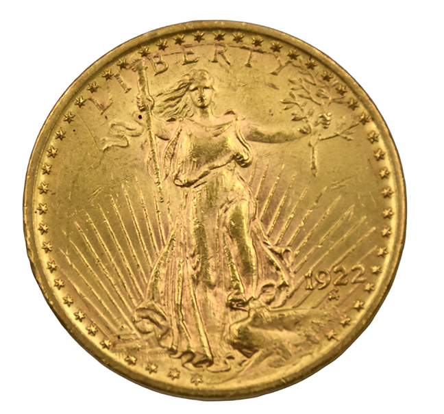 1922 Saint Gaudens $20 gold coin