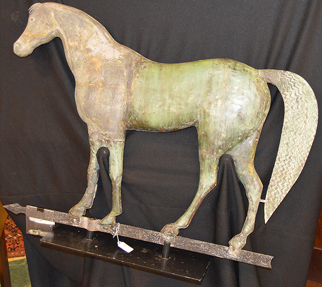 This full-bodied horse weathervane, 25