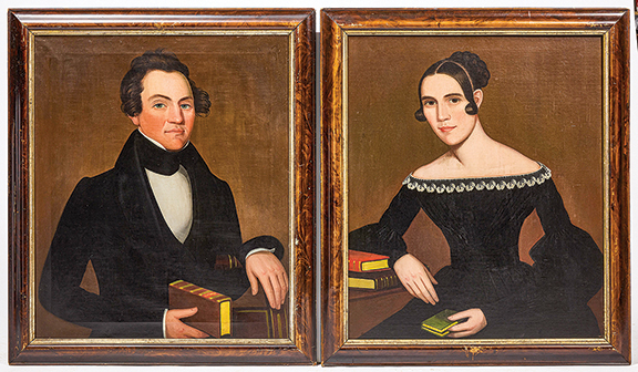 Around 1830 Ammi Phillips (1788-1865) painted this pair of 33 3/8