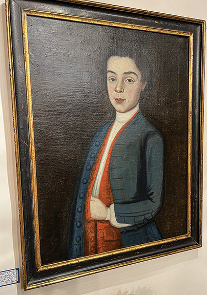 “I call him my all-American boy,” said Bev Norwood of The Norwoods’ Spirit of America, Timonium, Maryland. The oil on canvas portrait of a boy attired in red, white, and blue, late 18th/early 19th century, was $7600.
