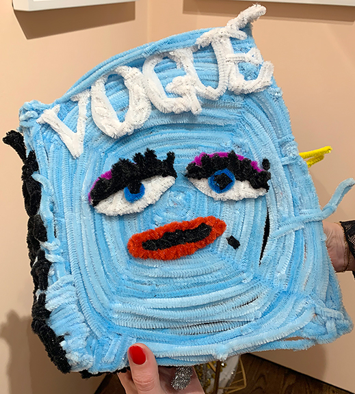 SAGE Studio & Gallery, Austin, Texas, had a stack of fashion magazines made of pipe cleaners by Montrel Beverly (b. 2003). Seen here is Vogue, priced at $650. SAGE Studio & Gallery is a nonprofit space that provides artists with intellectual and developmental disabilities the materials, space, and support to create art.