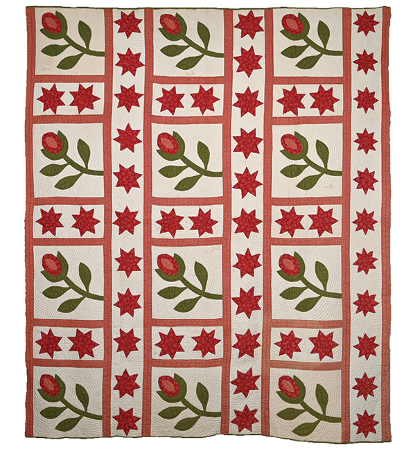 Original Textile Art &ldquo;Pomegranate&rdquo; C. 1865, believed Virginia, 77