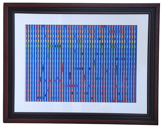 Yaacov Agam (Born 1928) Israeli, Geometric Op-Art Multigraph, Transparent Blue Grill